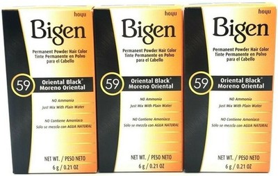 3 Bigen Powder Hair Color #59 ORIENTAL BLACK Noir  6 g /  .21 oz   Lot Of 3