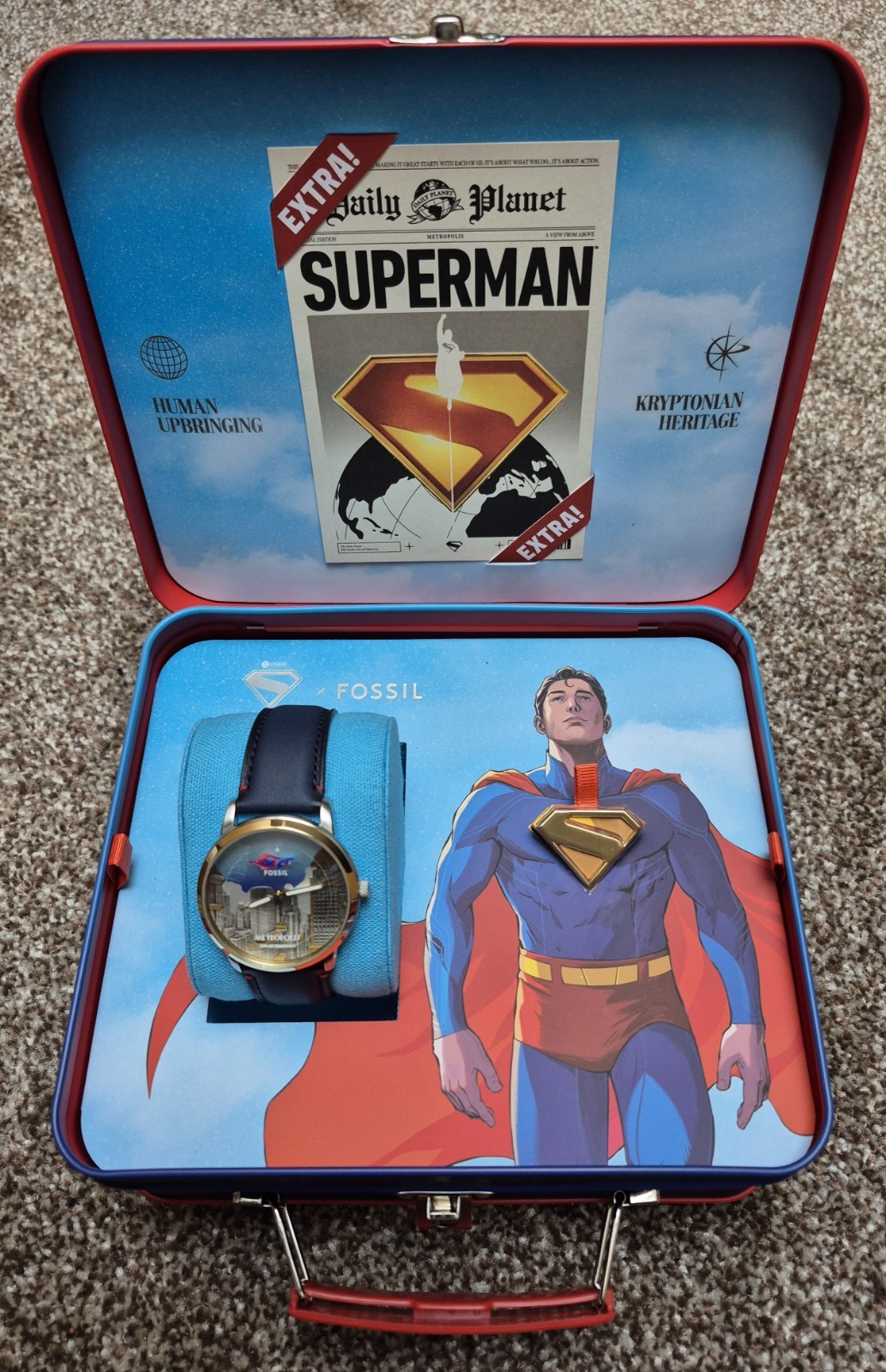 Superman X Fossil Limited Edition Metropolis Watch Set LE1208SET Brand Neu