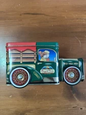 Cherrydale Farms Vintage Delivery Truck Tin Box Coin Bank with Rotating Wheels