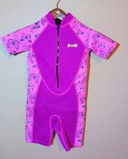 Goldfin Wetsuit Girls Size 10 Bright Pink w/ Butterflies Surfing/ Swimming/ Boat