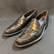 Womens Black Leather PRADA Loafers Shoes Size 39.5 US