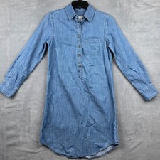 J Crew Chambray Shirt Dress Long Sleeve Casual Lightweight Womens XXS