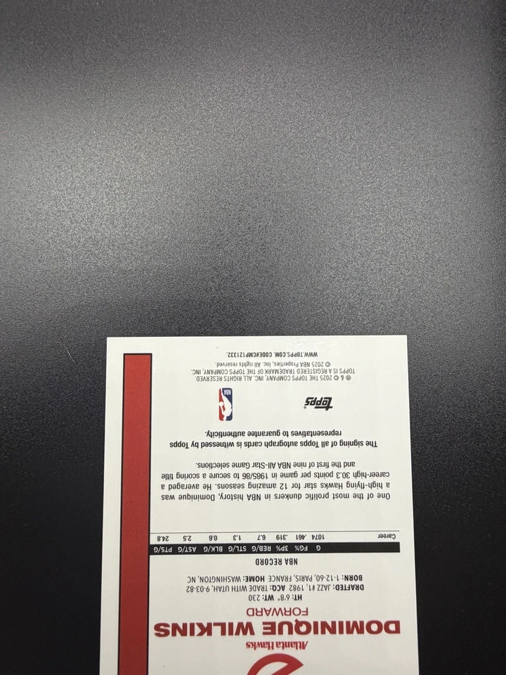 2025-26 Topps NBA Dominique Wilkins AUTO 21/25 Orange Mojo JERSEY MATCH - Image 4 of 4