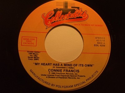 Connie Francis - My Heart Has A Mind Of Its Own / Frankie - Used Viny - G8100z