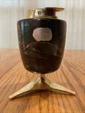 Vtg Ronson Veraflame Valiant Art Deco Marble Brass Table Lighter England