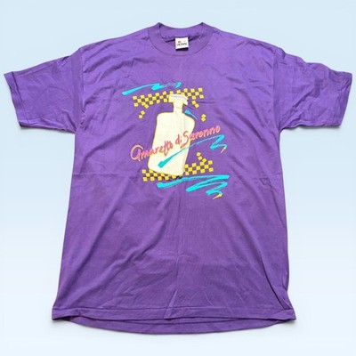 Vintage Amaretto Di Saronno Shirt Mens XL Purple Signal Liquor Graphic Tee 80s