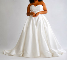 Maggie Sottero Aberdeen Vida Wedding Dress Size 14 Mikado Ball Gown Cleaned