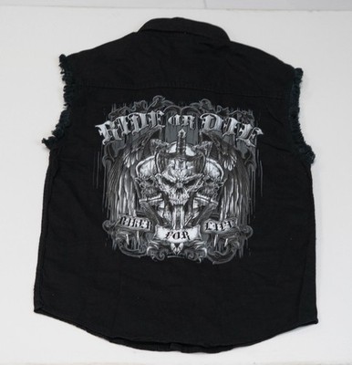 Vintage Y2K Biker Vest Skulls Men Size M NEW NWT Harley Chopper Thrashed WCC
