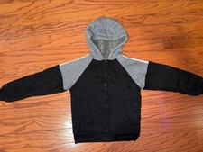 Boys Wonder Nation Black Gray Winter Fleece Warm Jacket Coat Hooded 6/7