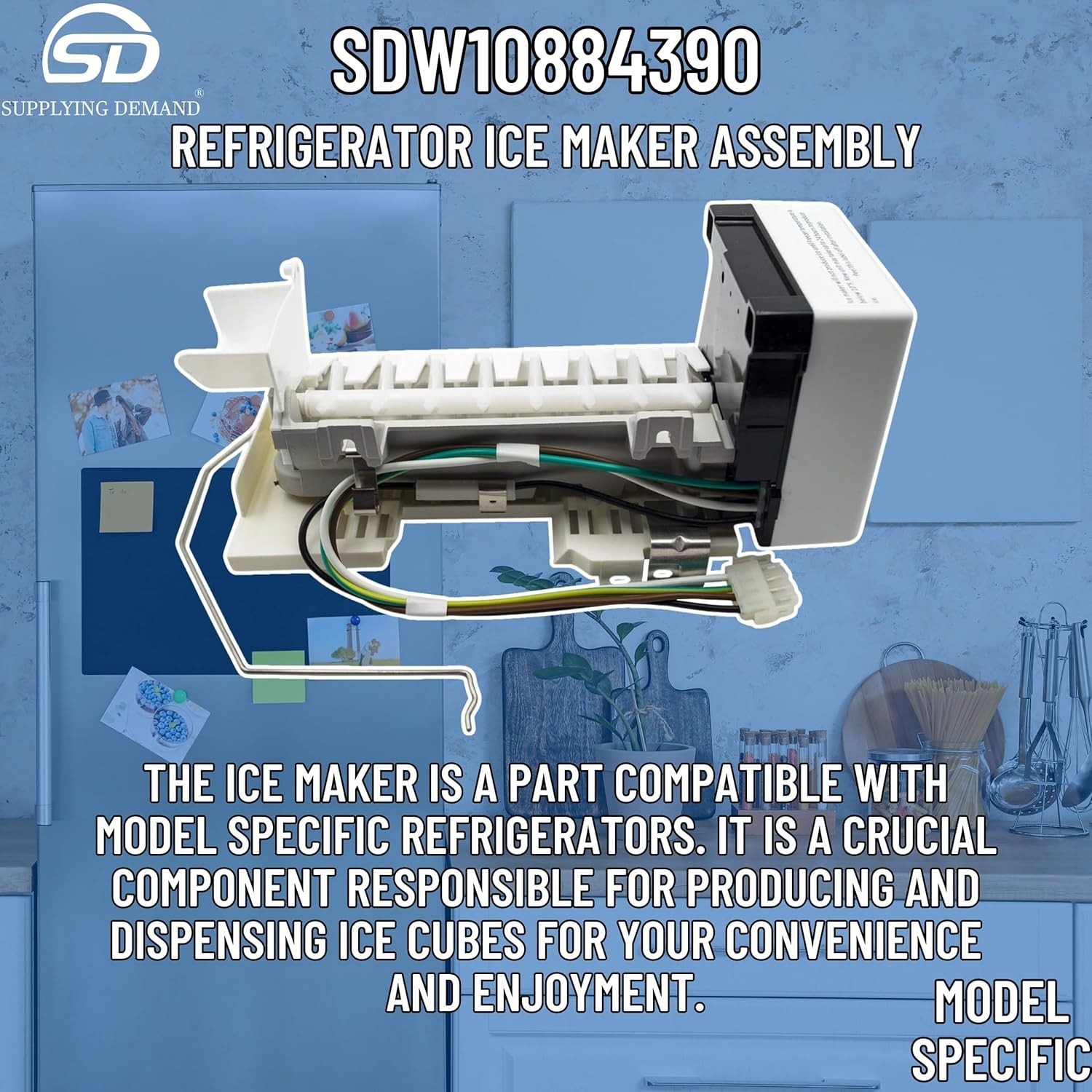 NEW Supplying Demand W10884390 Refrigerator Ice Maker Assembly Whirlpool Kenmore