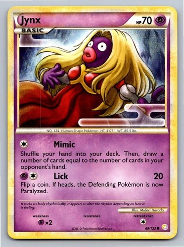 Jynx 69/123 Common HeartGold & SoulSilver Pokemon Lightly Played