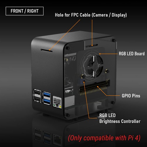 ElectroCookie Raspberry Pi 5 Case, Aluminum Mini Tower Case With