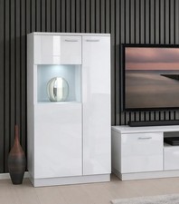 Glass Display Cabinet Glazed Small Unit Bookcase Shelf Storage White Gloss Sol