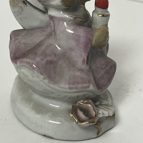 Vintage Porcelain Angel Figurine W Pink Bonnet - Made In Japan - Picture 13 of 16