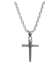 Nail Cross on a 24  Stainless Steel Chain