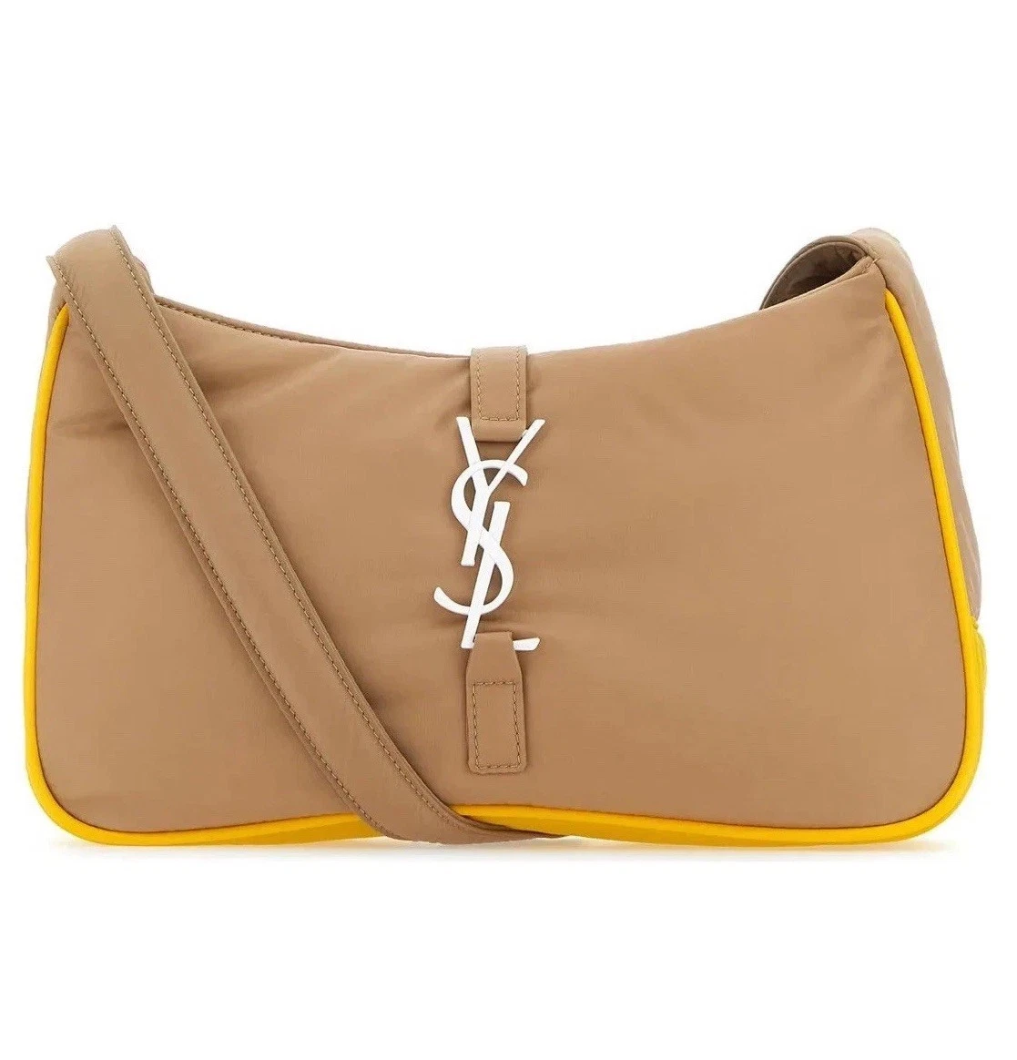 Saint Laurent — YSL Saint Laurent Women’s Handbag Beige Re-Nylon Le 5 A 7 Yellow Retail £1755