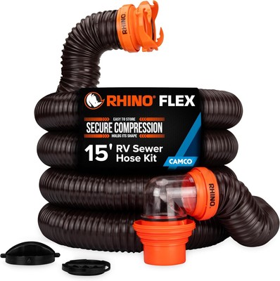 15-Ft Flexible Sewer Hose Kit For Drain Empty RV Camper Black/Gray Water Tank
