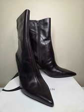 Vintage 1990  s Nine West Leather Ankle/Calf Dark Brown booties 7.5 Womens