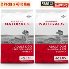 3 Packs, Diamond Naturals Adult Dog Lamb Meal Rice Formula Dry Dog Food 40Ib