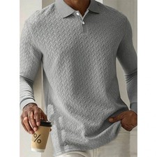 Men Long Sleeve Polo Shirt Male Clothing Office Polos T-shirt