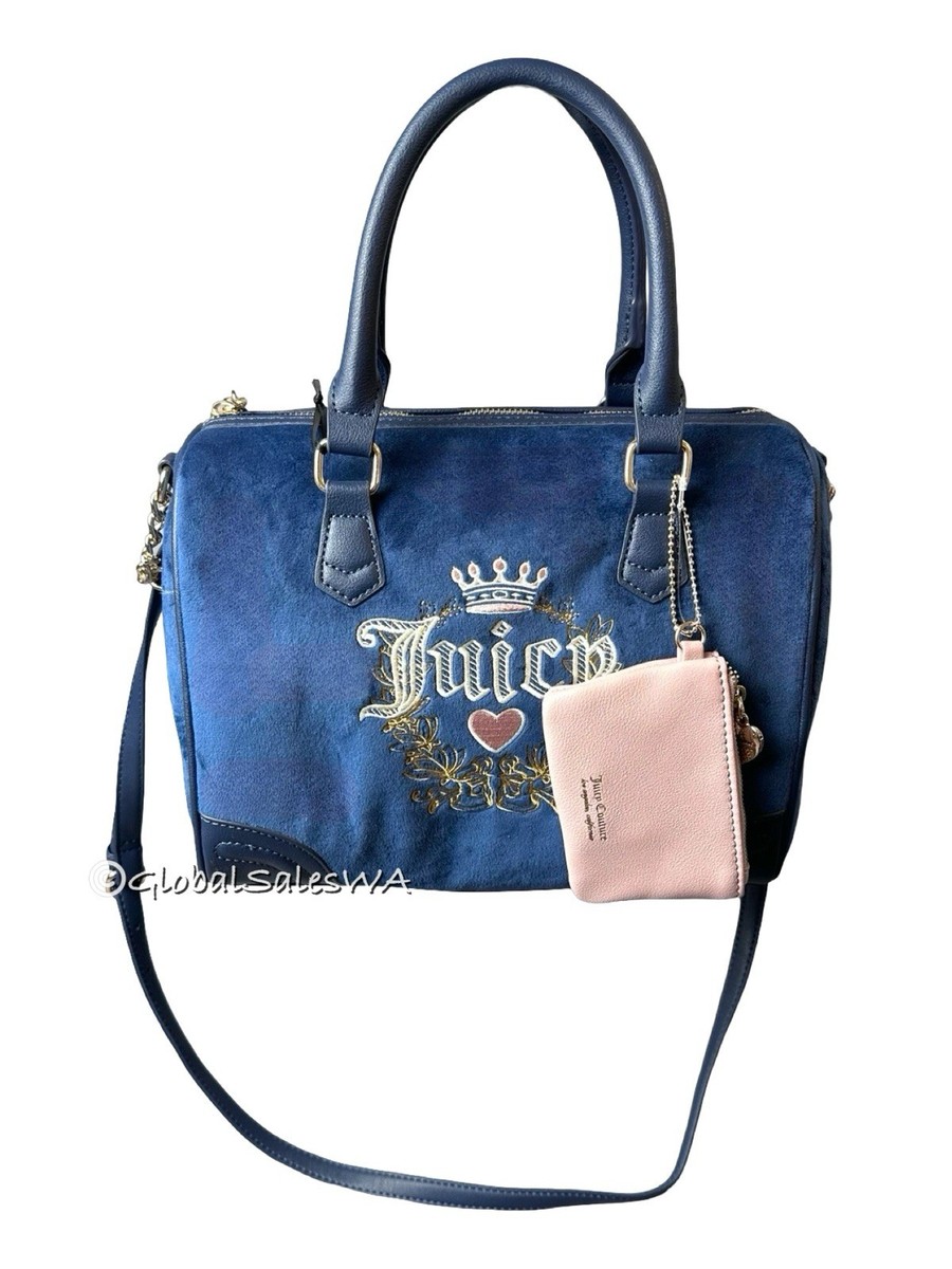 Juicy Couture Heritage Satchel Regal Blue Dusty Velour Crossbody