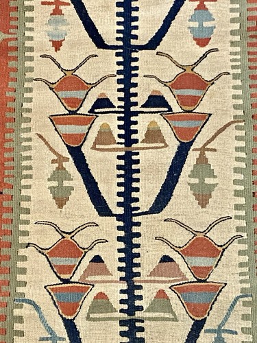 Traditional Tribal Wool Kilim Flatweave Oriental Runner / Rug 31 " x 172" - Picture 9 of 19