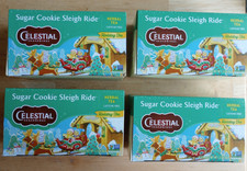 Lot of 4 Celestial Seasoning Tea Sugar Cookie Sleigh Ride Caffeine Free Exp10/26