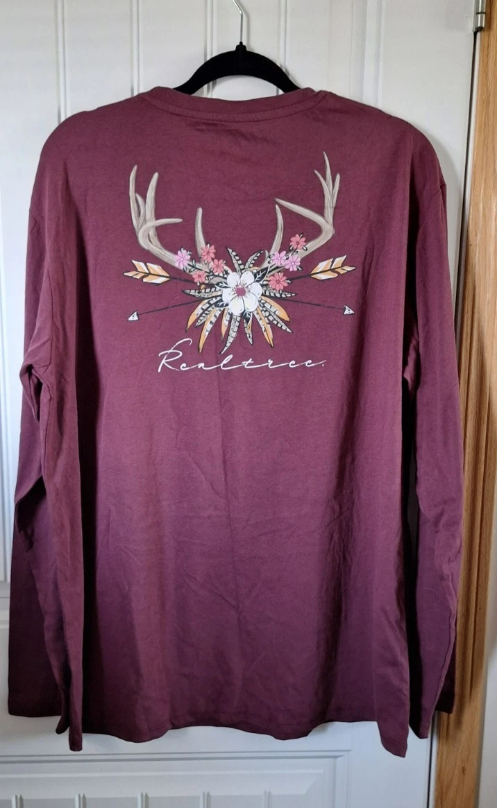 Realtree Burgundy Long Sleeve Logo Tee Shirt –Men’s X Large Unisex Outdoor