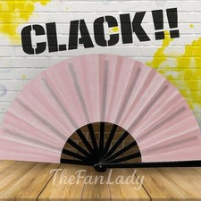 Pink Glitter Clack Fan: Oversized Folding Hand Fan