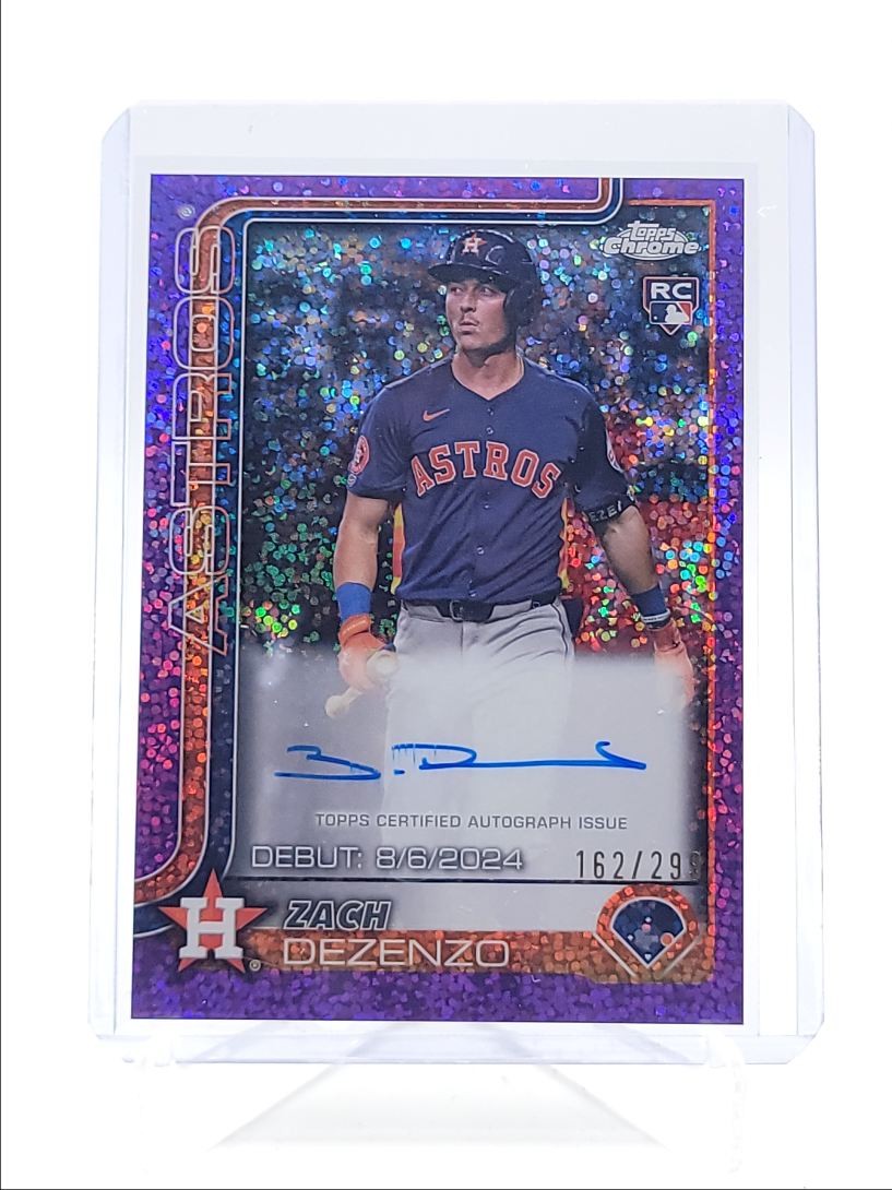 ZACH DEZENZO 2025 TOPPS CHROME ROOKIE DEBUT PURPLE SPECKLE RC AUTO /299 Q3855
