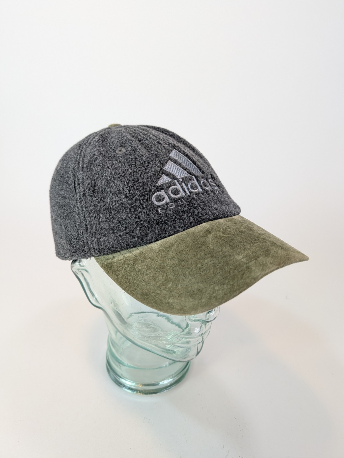 Vintage Adidas Wool Blend Fleece Baseball Hat Green Leather 