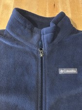 Columbia Vest Youth Large 14/16 Navy Full ZipFleece Preppy Hiking Outdoors