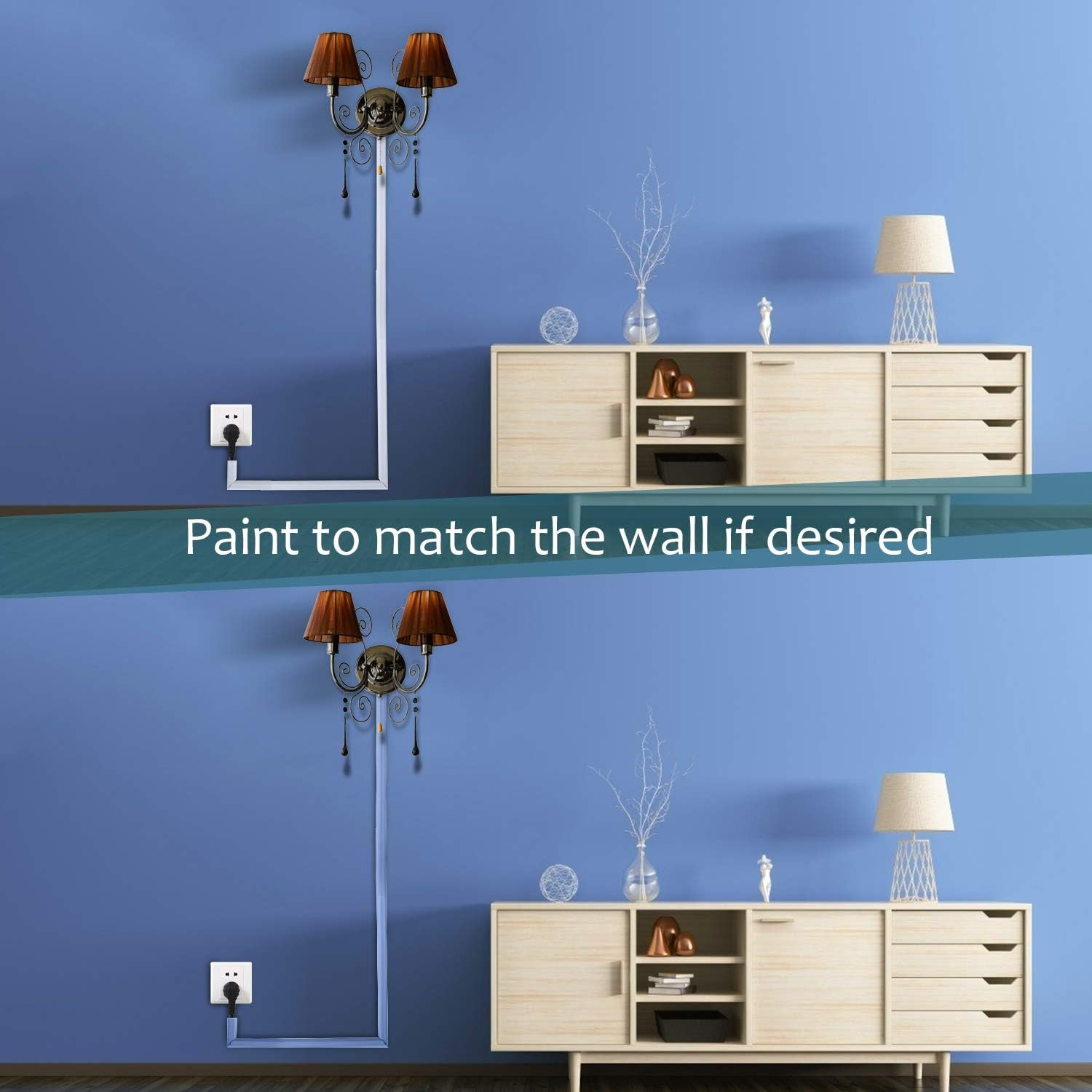 Cable Hider Raceway Kit, 153In Wire Hiders for TV on Wall, Paintable Cord Cover