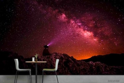 3D Mountain Starry Sky Night Scene Wall Murals Wallpaper Murals Wall Sticker 2