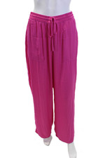 Joie Womens High Rise Drawstring Wide Leg Pants Hot Pink Size Medium