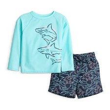 New Jumping Beans Two-Piece Shark Rash Guard Swimsuit Set Size 3T NWT