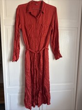 Old Navy Red Button Down Dress With Belt Women M