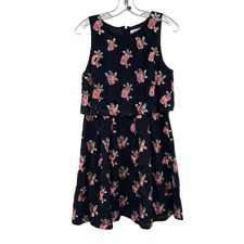 ELLE Womens Lace Floral Sleeveless Dress Embroidered Black/Multi Size 6 Zip