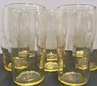 Lancaster Yellow Optic Topaz Amber Depression Glass Ribbed Tumbler Vintage
