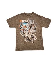 Camiseta Lego Hero Factory Personaje Collage Niños Talla Mediana Gris Brezo Nuevo de Lote Antiguo