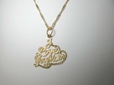 Gold Mothers Necklace I Love You Mom Pendant 14k Solid Gold 24 " N418