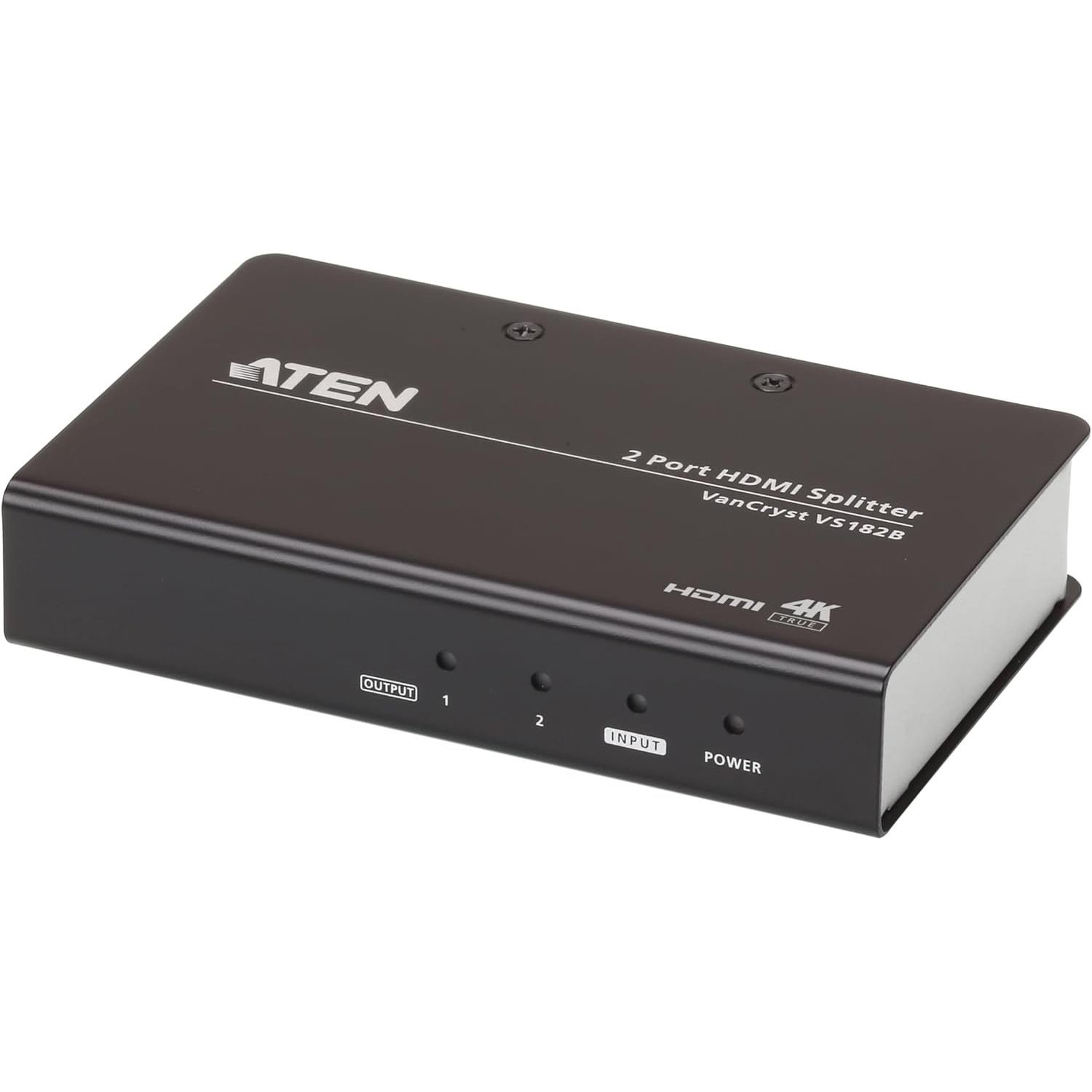 Splitter HDMI 2 Ports Aten VS182B Noir Duplicateur Signal Audio Vidéo 4K