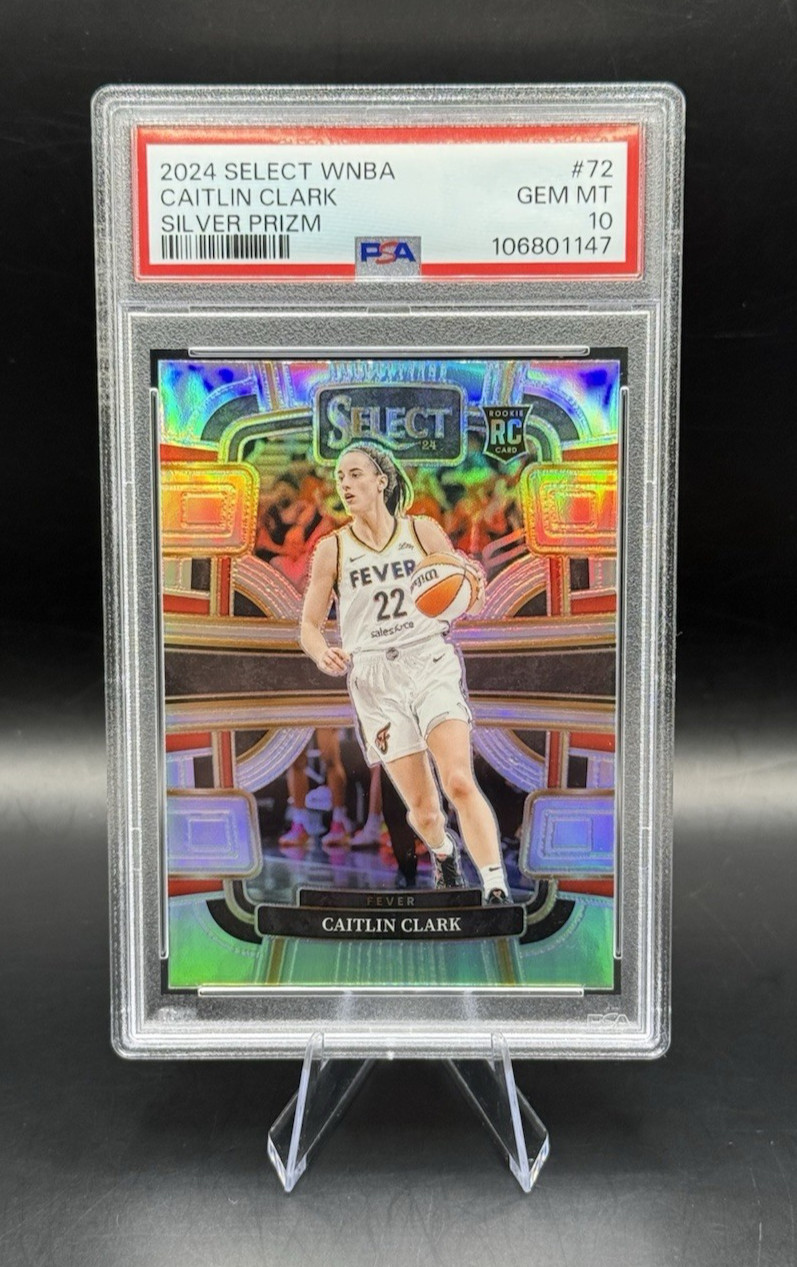 2024 Panini Select WNBA Caitlin Clark #72 Silver Prizm RC PSA 10 view 3
