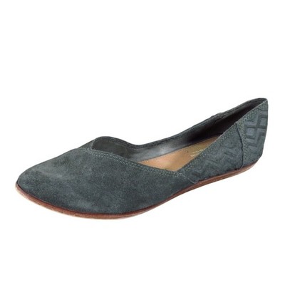 TOMS Jutti Women Pointed Toe Flat Size 8.5 Casual Everyday Olive Green Suede