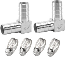 Stainless Steel 90 Degree Elbow Hose Barb Fitting 3/8" X 3/8" Pack of 2 