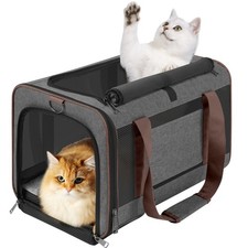 GAPZER Small Dog Carrier Cage Soft Chihuahua / Large, Dark Grey-Brown