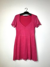 Pretty Little Thing Women's Babydoll Dress 12 Pink Gingham Flutter Sleeves Y2K