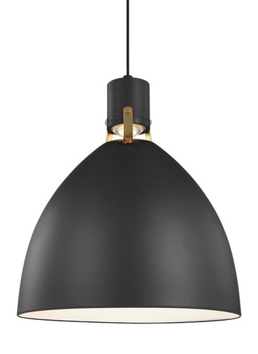 Visual Comfort Studio Brynne Pendant Light in Matte Black And Chrome by Sean