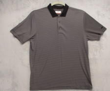 Grand Slam Golf Polo Shirt Men's Large Black Gray Stripe Pattern 100 Polyester