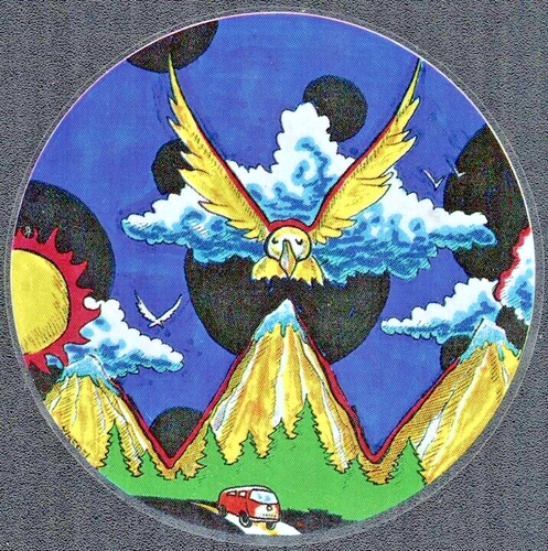 Grateful Dead Decal Sticker Vintage Original Owl Flying VW Bus Motoring Mountain